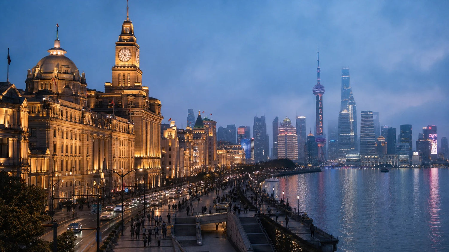 The Bund at dusk — a private Shanghai tour starting point