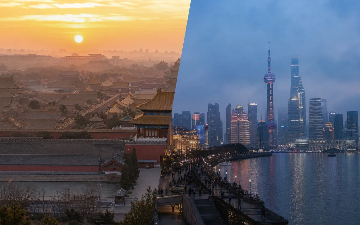 Shanghai and Beijing skyline comparison for China travel planning