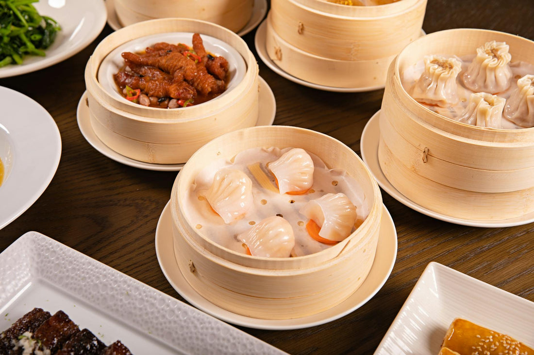 Variety of traditional Chinese dishes on a table