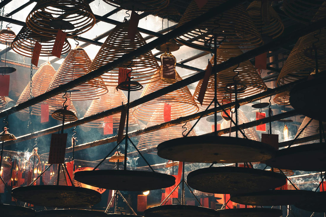 Incense burning at a Buddhist temple in China