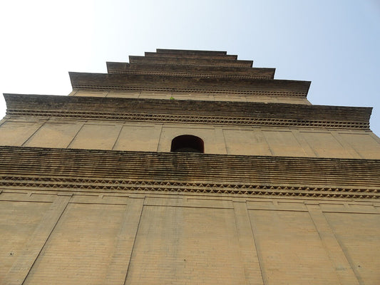 Architectural detail of the Giant Wild Goose Pagoda in Xi'an